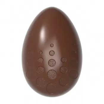 Chocolate World CW12108 Polycarbonate Chocolate Egg Mold with Textured Round Circles - 70mm x 47mm x h 22mm - 8 cavity - 45gr...