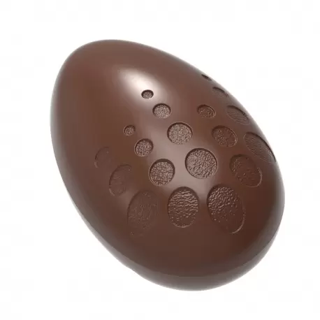 Chocolate World CW12108 Polycarbonate Chocolate Egg Mold with Textured Round Circles - 70mm x 47mm x h 22mm - 8 cavity - 45gr...