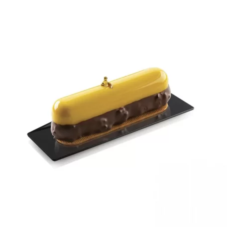 Silikomart Black Rectangular Eclair Mini Plastic Tray 140 x 40 mm - 100pcs