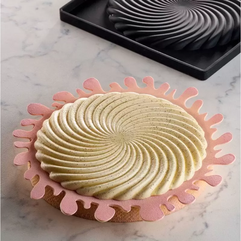 Pavoni Silicone Top Decoration Molds for Entremets - TWIRL by Emmanuele Forcone - Ø mm 160mm × h 10mm - 160ml