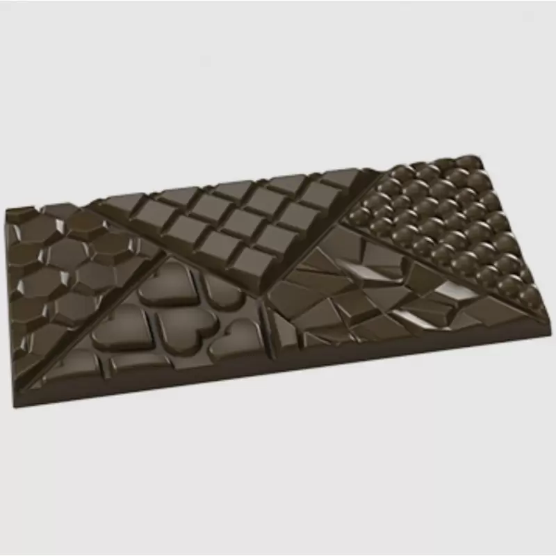 Polycarbonate Design Variety Chocolate Tablet Bar Mold - 155mm x 75mm x 9mm - 100gr - 1x3 Cavity