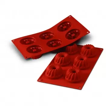 Silikomart Silicone Molds SF058 Gugelhopf - Ø 70mm x h 36mm - 6 cavity - 480ml