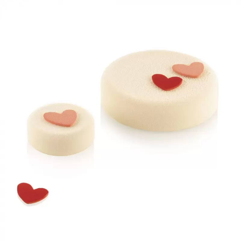 Silikomart Entremet Hearts Chablon Mat - 31mm x 31mm x h 2mm - 30 cavity