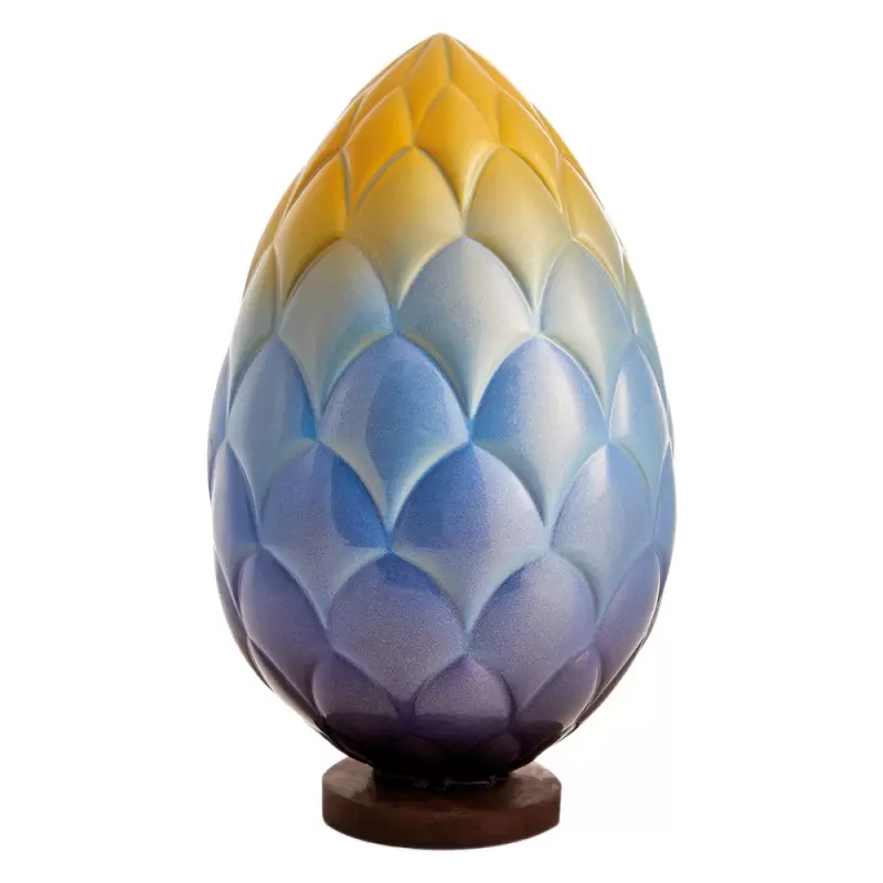 Polycarbonate Quilted Chocolate Dragon Egg Easter Egg Mold by Philip Khoury - Blossom - 2 Cavity - 105mm x 165mm - 200gr