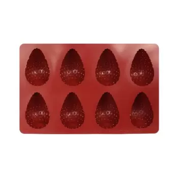 SILMAE Professional Silicone Pastry Mold - 3D Strawberry Mold - 75mm x58mm x h 46mm - 100ml - 8 cavity