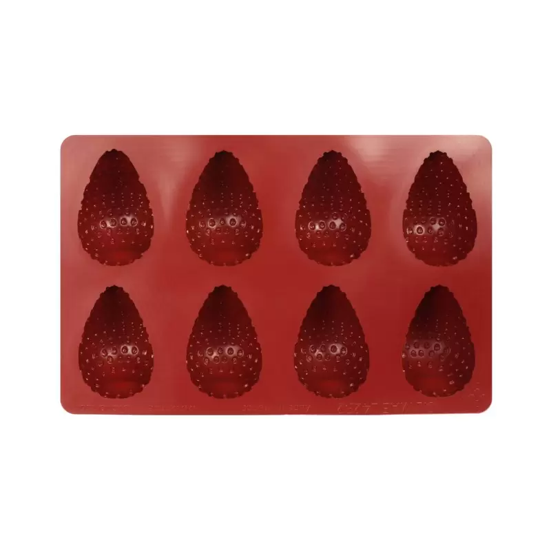 SILMAE Professional Silicone Pastry Mold - 3D Strawberry Mold - 75mm x58mm x h 46mm - 100ml - 8 cavity