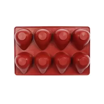 SILMAE Professional Silicone Pastry Mold - 3D Strawberry Mold - 75mm x58mm x h 46mm - 100ml - 8 cavity