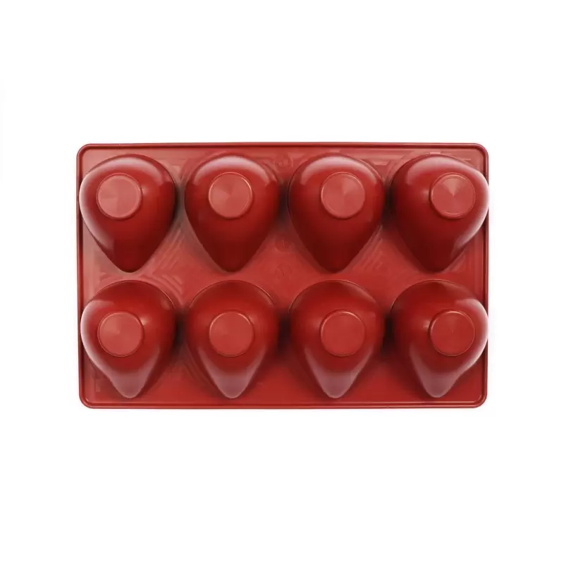 SILMAE Professional Silicone Pastry Mold - 3D Strawberry Mold - 75mm x58mm x h 46mm - 100ml - 8 cavity