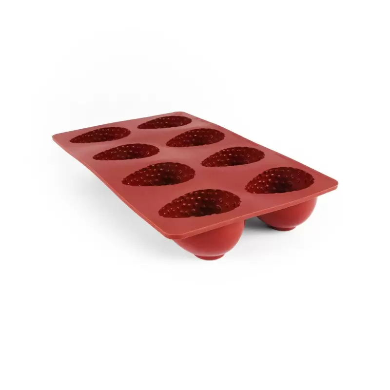 SILMAE Professional Silicone Pastry Mold - 3D Strawberry Mold - 75mm x58mm x h 46mm - 100ml - 8 cavity