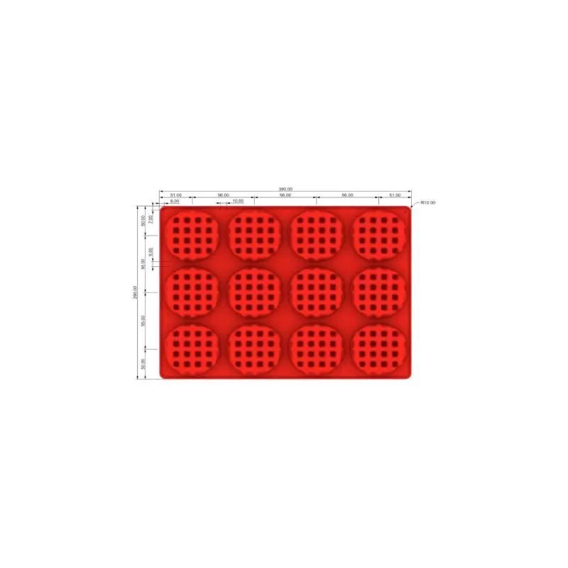 SILMAE Professional Silicone Pastry Mold - Waffle - Ø86mm - 91 ml - 12 cavity