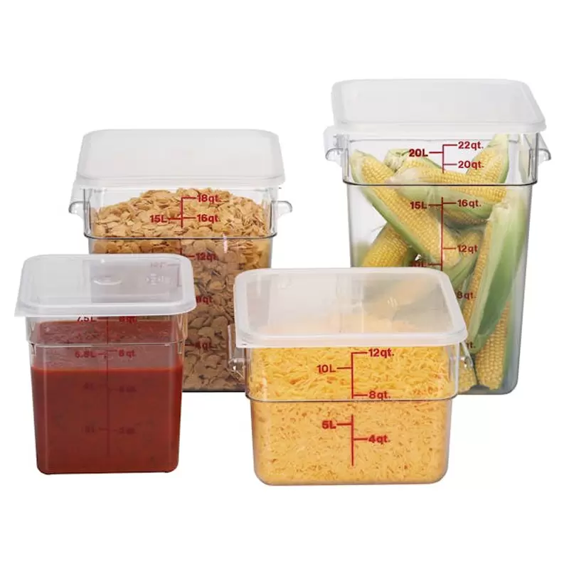 Cambro Camwear Camsquares Classic Food Storage Seal Cover Lids - Fits 2 qt and 4 qt - Translucent