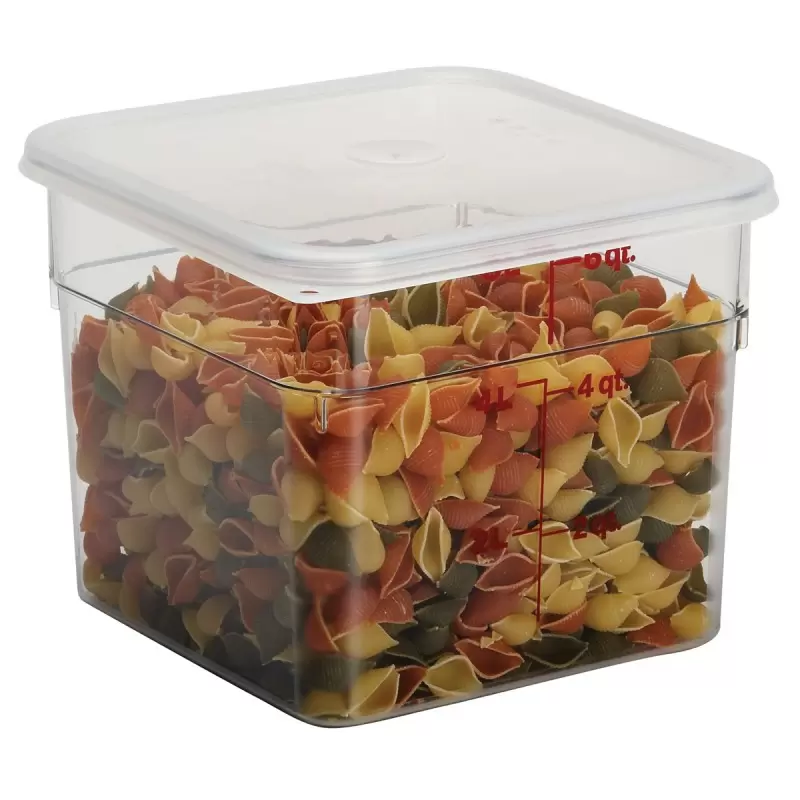 Cambro Camwear Camsquares Classic Food Storage Seal Cover Lids - Fits 6 qt and 8 qt - Translucent