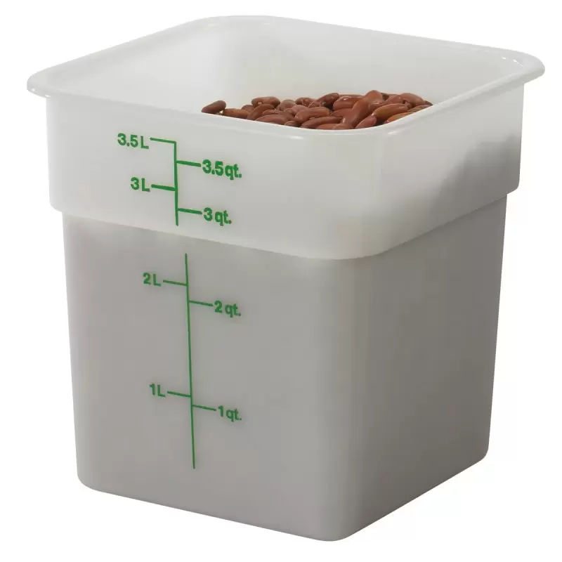 Cambro Classic Poly Camsquares Food Storage Container - 4 QT - Natural White