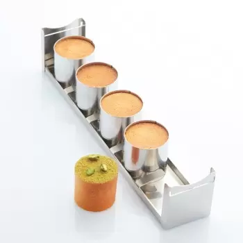 Professional Stainless Steel Mini Cylinder Travel Cake Mold by Frank Haasnoot - ø 60mm x h 60mm - 170ml vol 5 pcs
