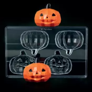 Professional Polycarbonate Jack Pumpkin Mold - 90mm x 89mm x h 77.5mm - 4 cavity - 120 gr