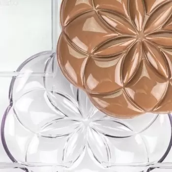 Professional Polycarbonate Life Flower Chocolate Bar Mold - 109mm x 107mm x h 12.5mm - 90 gr - 2 cavity