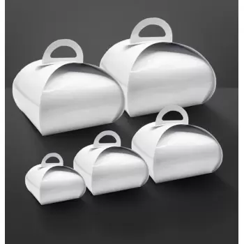 Deluxe Glossy White Premium Cardboard Tulip Pastry Boxes - XLarge - 23 x 23 x 9.5 cm - Pack of 25