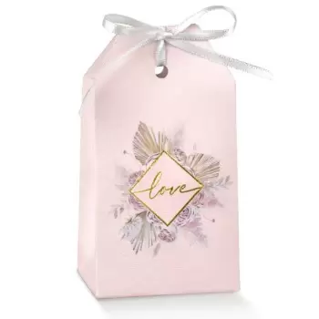 Pink Love Confectionery Party Favor Box - 55 mm x 35 mm x 100 mm - Pack of 50