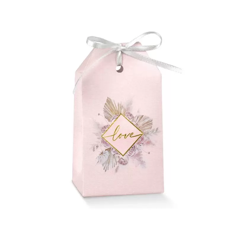 Pink Love Confectionery Party Favor Box - 55 mm x 35 mm x 100 mm - Pack of 50