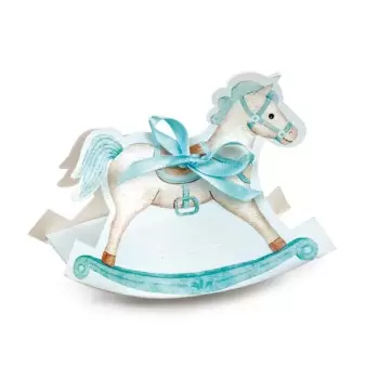 Blue Rocking Horse Confectionery Party Favor Box - 120 mm x 35 mm x 90 mm - Pack of 50