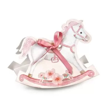 Pink Rocking Horse Confectionery Party Favor Box - 120 mm x 35 mm x 90 mm - Pack of 50