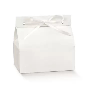 White Fiber Linen Texture Confectionery Party Favor Box -103 mm x 70 mm x 45 mm - Pack of 25