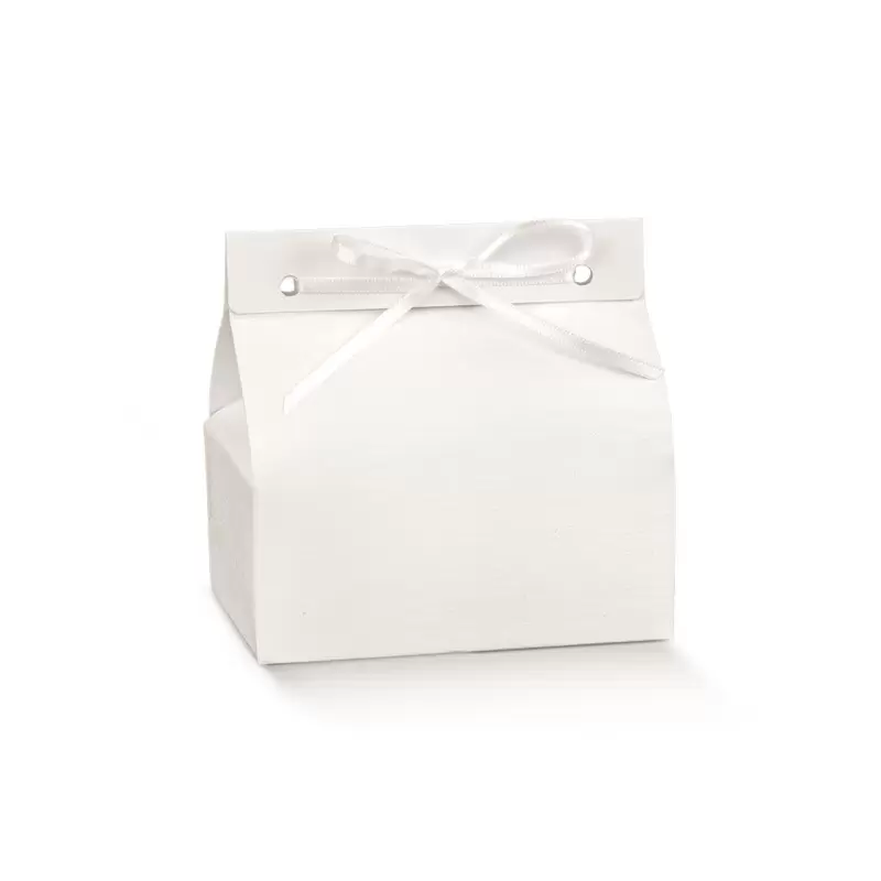 White Fiber Linen Texture Confectionery Party Favor Box -103 mm x 70 mm x 45 mm - Pack of 25