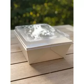 11.8X15X3 Balsa Wood Tray with Clear Cover - 50 pcs