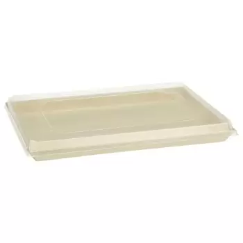 11.8X15X1 Balsa Wood Tray with Clear Cover - 50 pcs