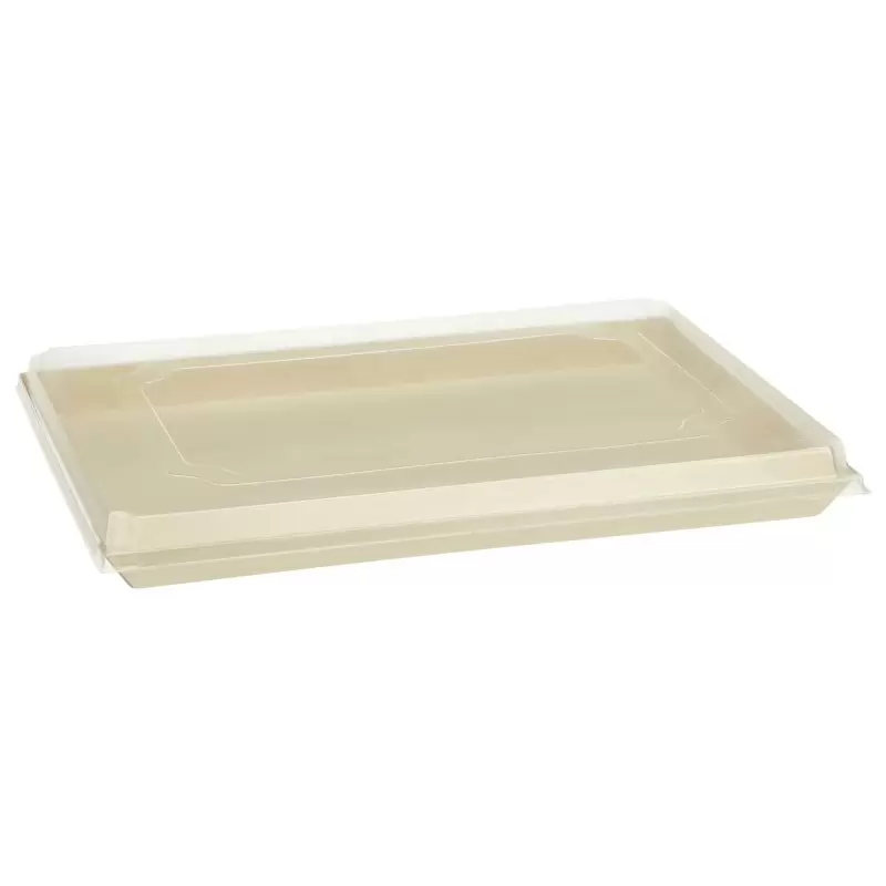 11.8X15X1 Balsa Wood Tray with Clear Cover - 50 pcs