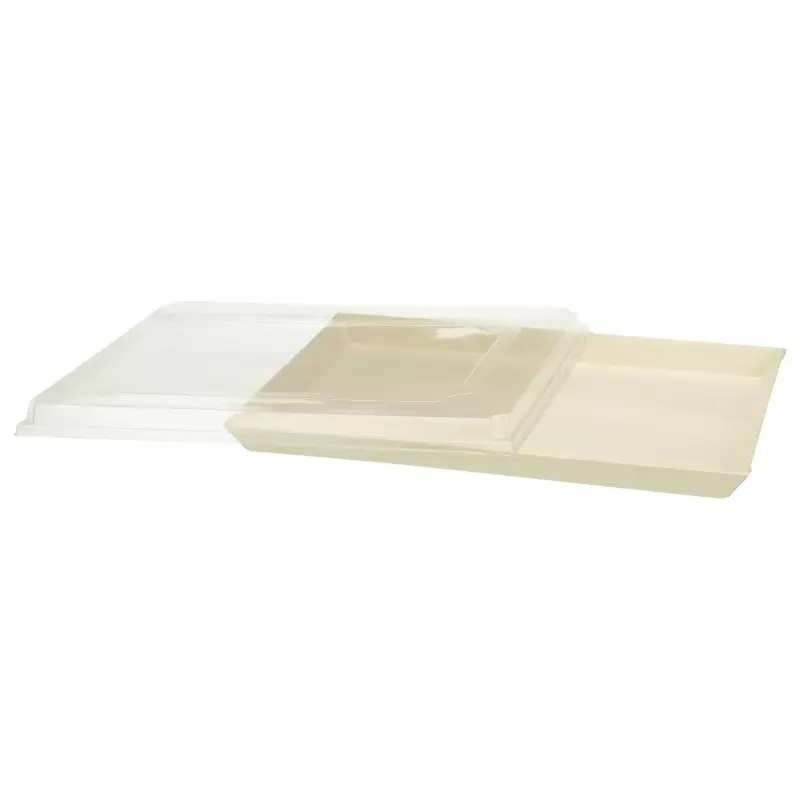 11.8X15X1 Balsa Wood Tray with Clear Cover - 50 pcs