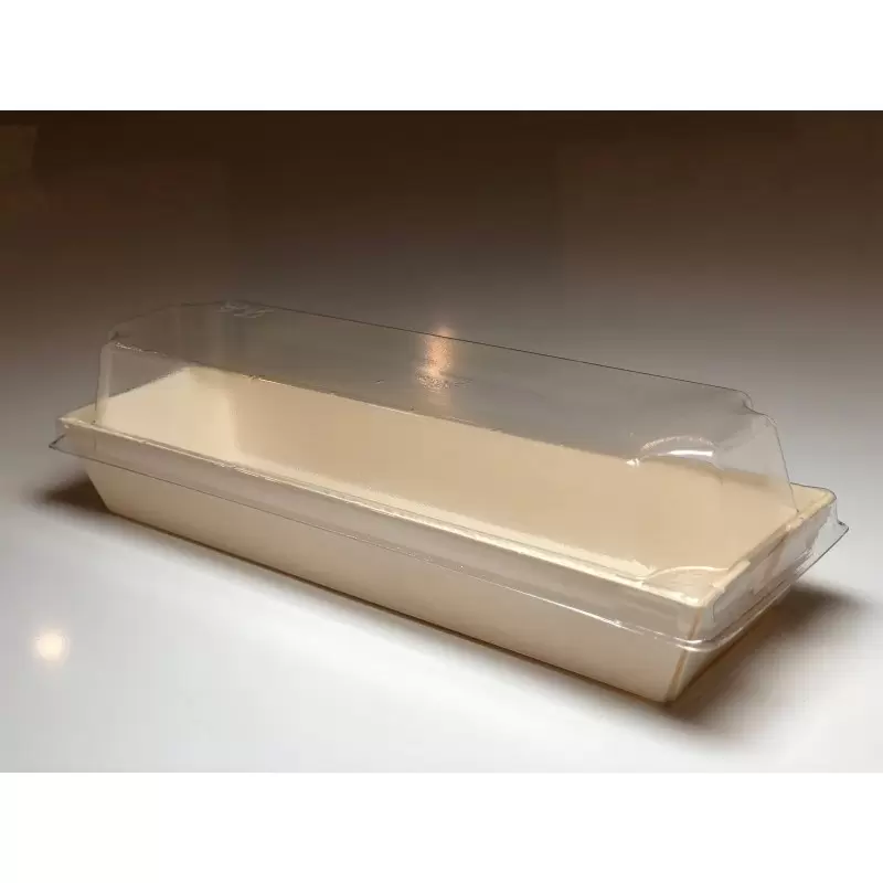 9.8X3x1.5 Balsa Wood Tray with Clear Cover - 100 pcs