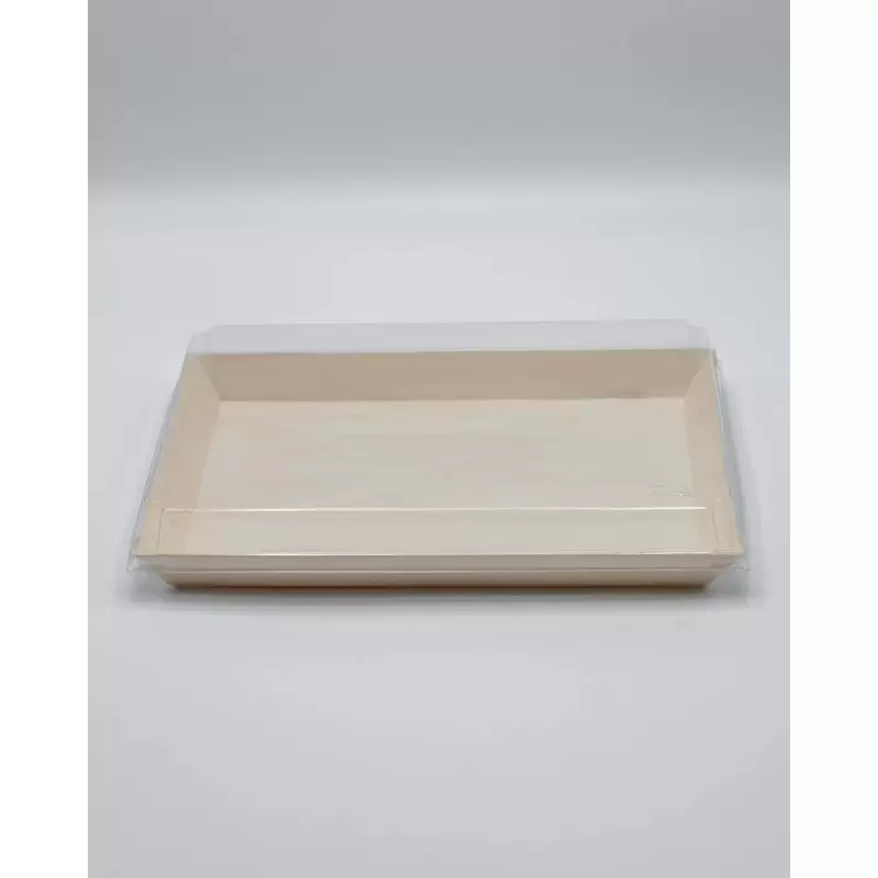 8'' x 11''x1 Balsa Wood Tray with Clear Cover - 50 pcs