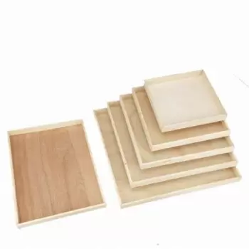 18'' x 18'' Wooden Solid Square Wood Tray - 10 pcs