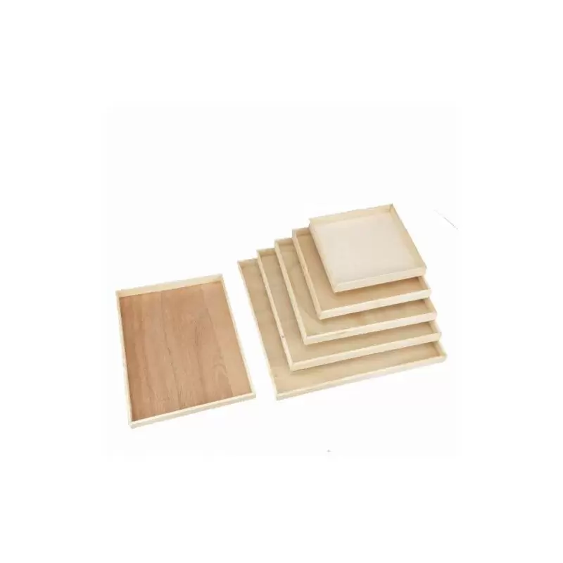 18'' x 18'' Wooden Solid Square Wood Tray - 10 pcs