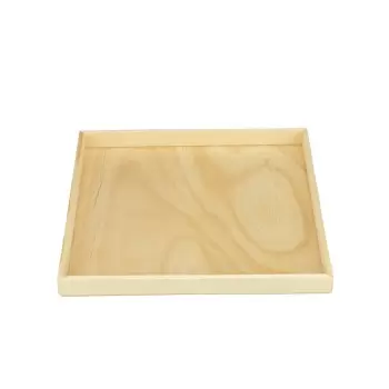 14'' x 14'' Wooden Solid Square Wood Tray - 10 pcs