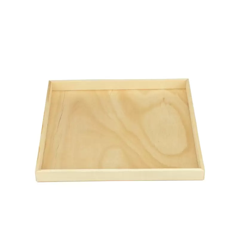 14'' x 14'' Wooden Solid Square Wood Tray - 10 pcs