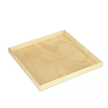 16'' x 16'' Wooden Solid Square Wood Tray - 10 pcs