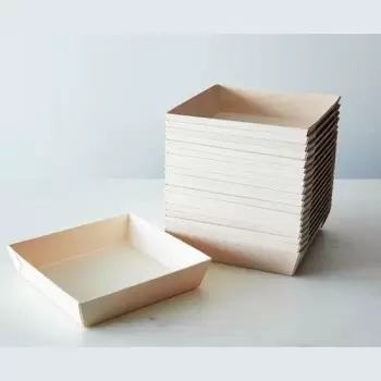 5x5 Wooden Fixed Side Shallow Square Tray - 300 pcs