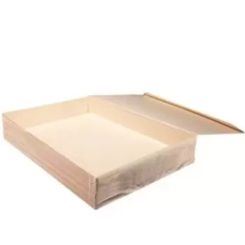 11x15x3 Wooden Collapsible Tray w/ Attached Lid - 50 pcs