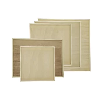 14'' x 14'' Wooden Solid Square Wood Tray - 10 pcs