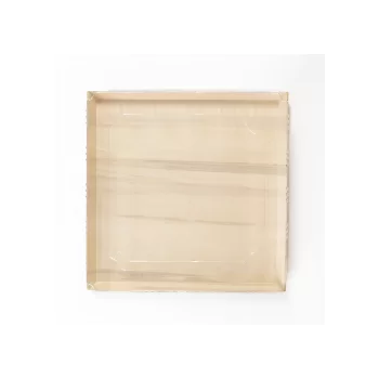 14'' x 14'' Balsa Wood Tray with Clear Cover - 25 pcs