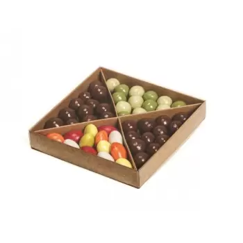 Deluxe Natural Kraft Confectionery Box with compartments and lid For Candies and Nuts 140 x 140 x 25 mm - Pack of 20