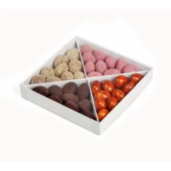 Deluxe White Confectionery Box with compartments and lid For Candies and Nuts 140 x 140 x 25 mm - Pack of 20