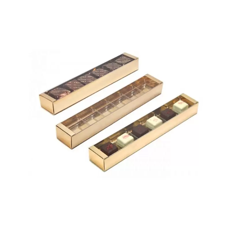 Deluxe Gold Chocolate Confectionery Box with clear lid 234 x 42 x 30 mm - Pack of 48