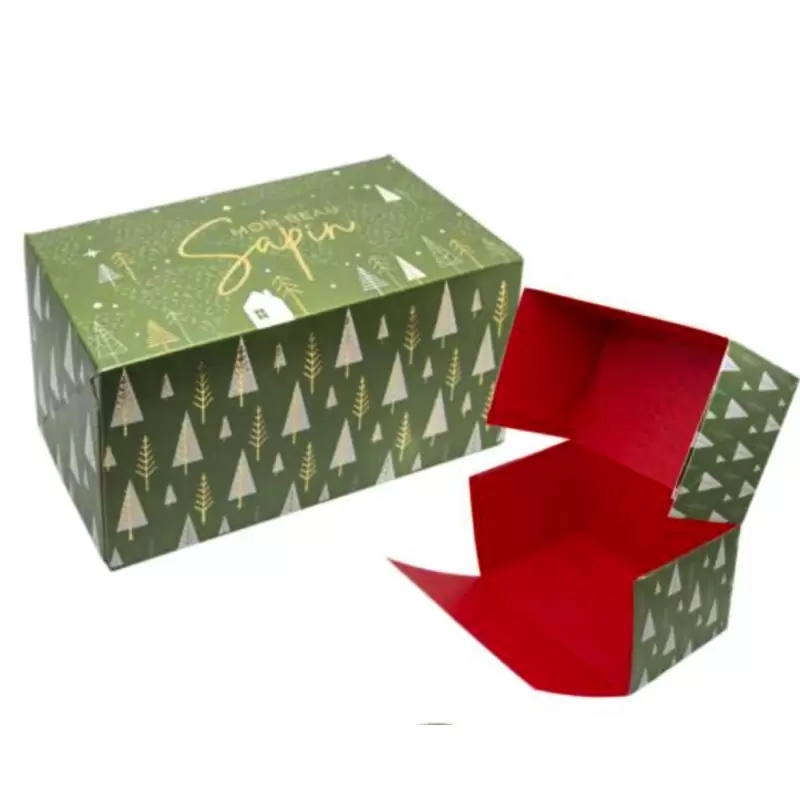 Deluxe Green Sapin Holiday Rectangle Dessert Buche Yule Log Cake Box - 200 mm x 115 mm x 105 mm - Pack of 25