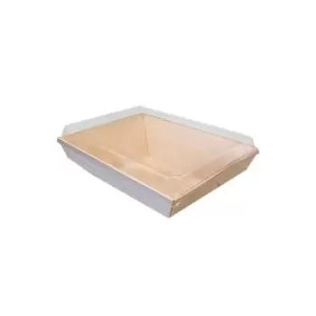 8'' x 11''x2 Balsa Wood Tray with Clear Cover - 50 pcs