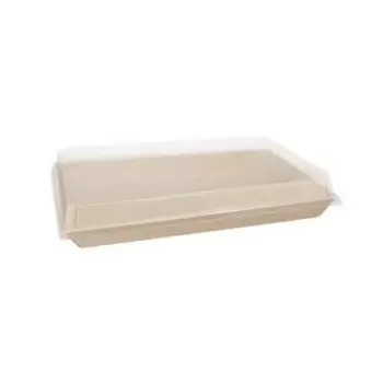 8'' x 11''x1" Balsa Wood Tray with Clear Cover - 50 pcs