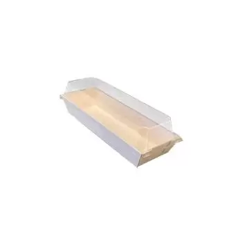 9.8"X3"x1.5" Balsa Wood Tray with Clear Cover - 100 pcs