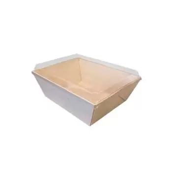 8'' x 11''x3.5" Balsa Wood Tray with Clear Cover - 50 pcs